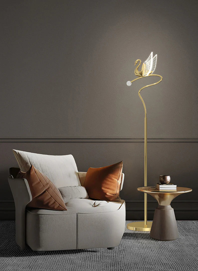 Gold Swan Floor Light| Ivanka Lumiere