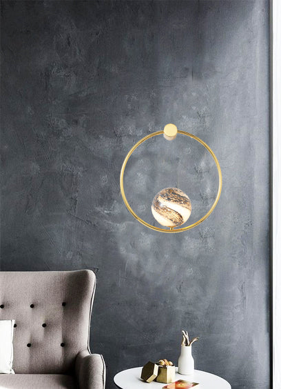 Gold Ringed Planet Globe Wall Light